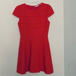 Alice + Olivia Red Textured Back Zip Flare Dress 6
